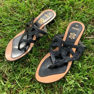 Vera Pelle Oneida Black Slip on Sandals